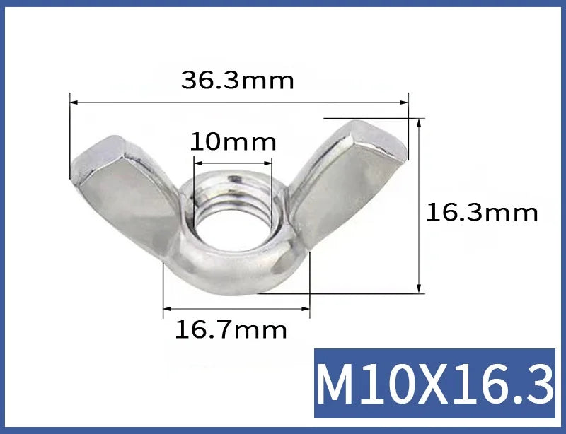 304 Stainless Steel Butterfly Wing Nuts M3–M12 | 2, 5 & 10 Pack Wing Nuts Richie's M10 5PCS