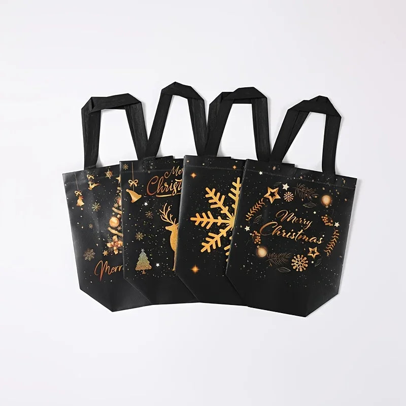 Black Gold Christmas Tote Bags Set of 4 | Xmas Gift Bags Christmas Gift Bags Richie's