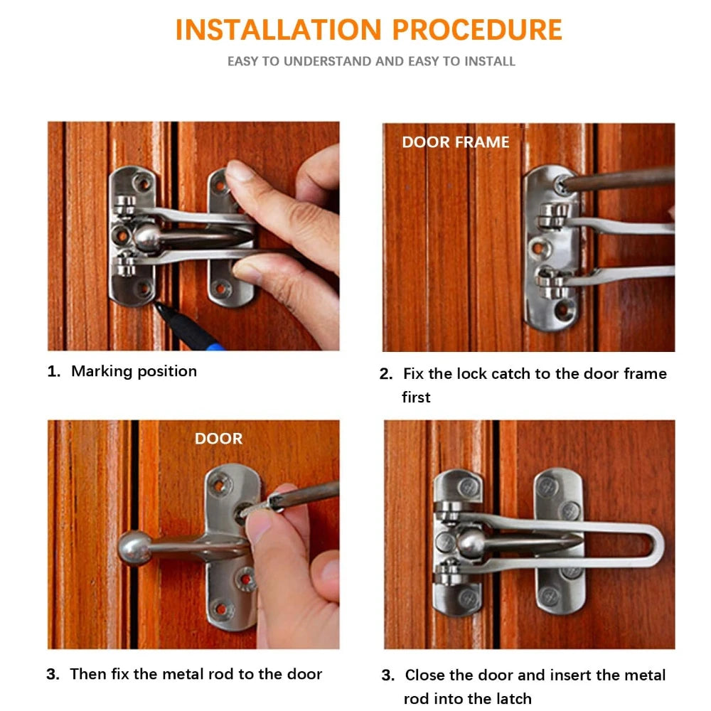 2-Pack Swing Bar Door Guard – Zinc Alloy Security Latch Lock Swing Bar Door Lock Richie's
