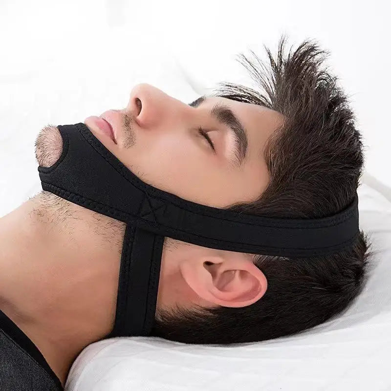 Adjustable Anti-Snoring Chin Strap | Soft Breathable Sleep Aid Anti-Snoring Chin Strap Richie's Black
