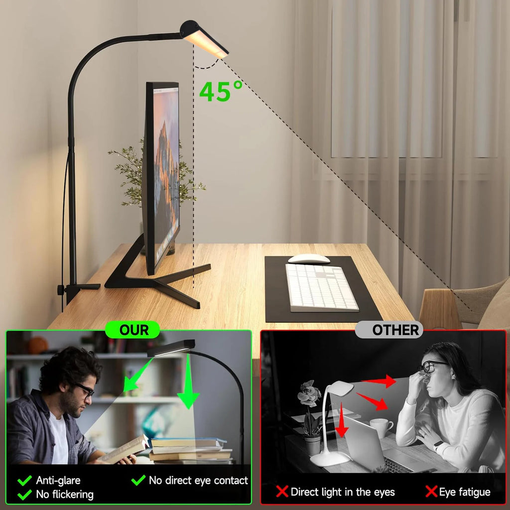 KEBINCPLED Clip-On USB LED Anti-Glare Desk & Reading Lamp Clip-On LED Desk Lamp Richie's