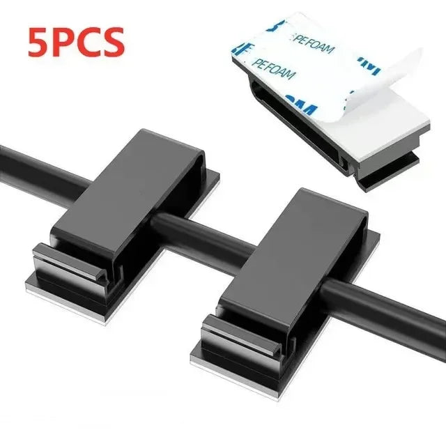 Self-Adhesive Cable Organizer Clips – Desk Cord Manager Cable Management Clips Richie's 5PCS-Black-1