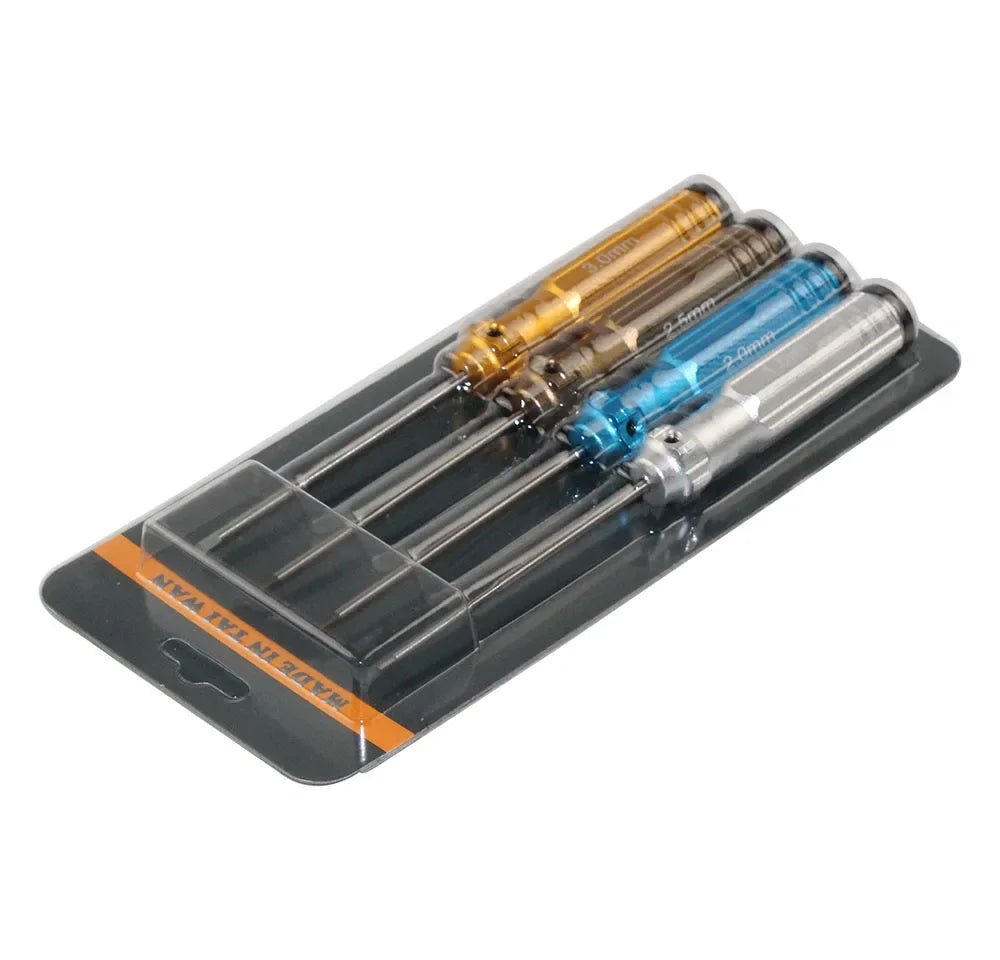 TiN Hex Driver Set 4-Piece 1.5–3mm | RC Helicopter Tool Kit Hex Driver Set Richie's Mix colorcvx