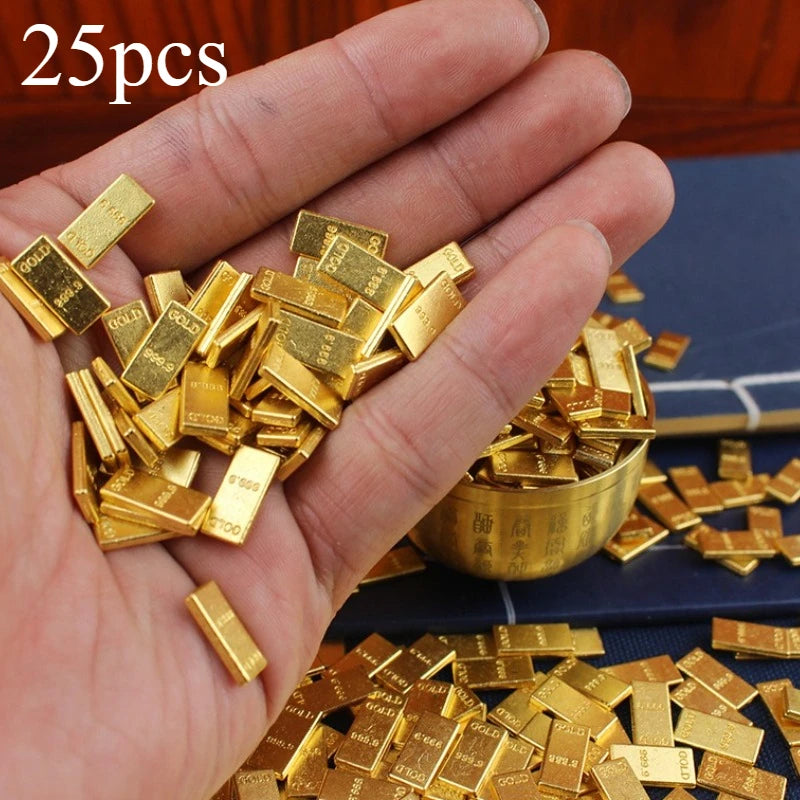 Simulated Mini Gold Bar Zinc Alloy Decor & Housewarming Gift Decorative Figurine Richie's 25pcs