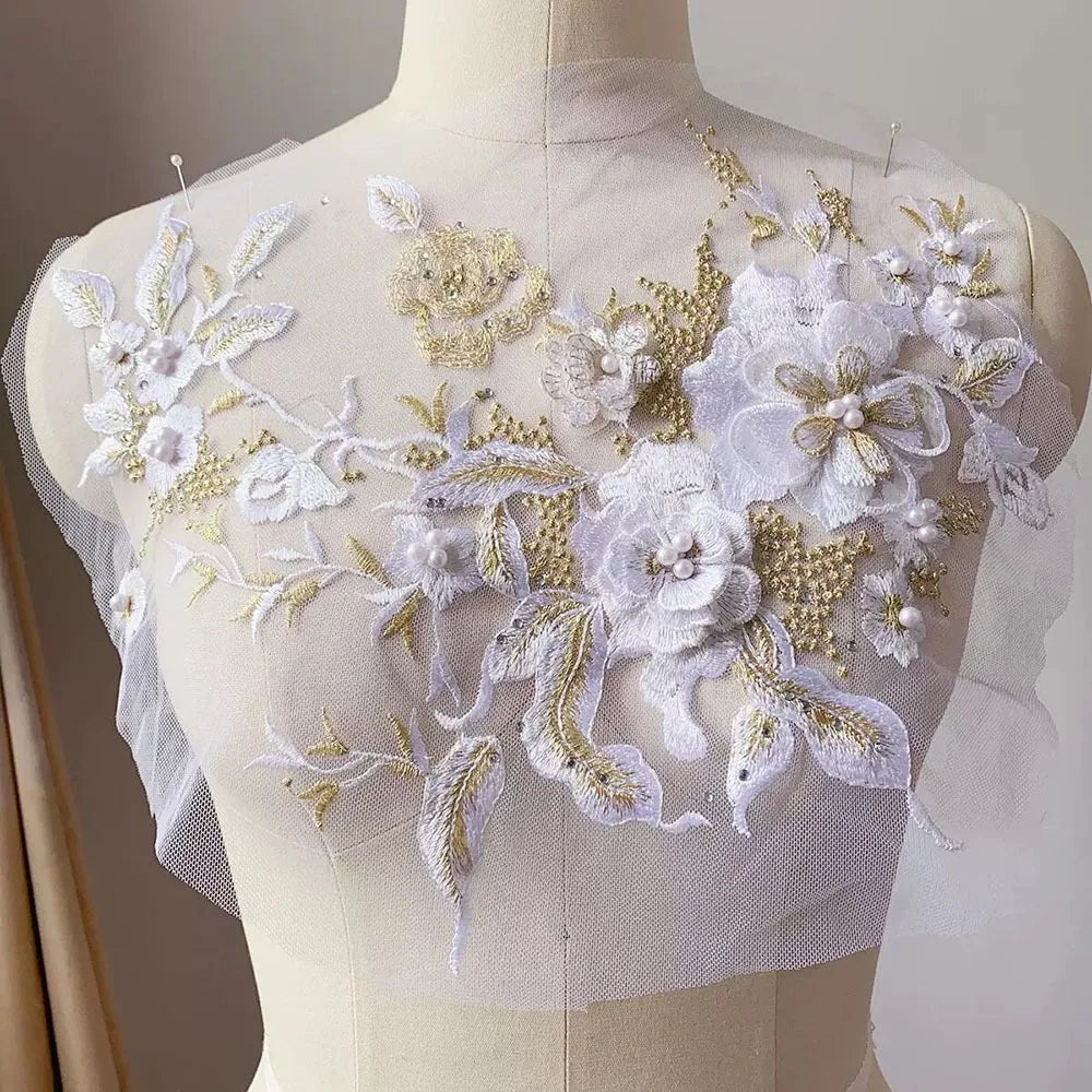 Sequin Embroidery Floral Patch – DIY Appliqué for Costumes Embroidery Appliqué Patch Richie's White