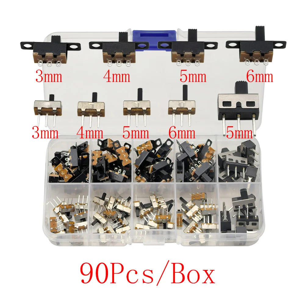 Mini Slide Switch Kit 3-Pin SPDT DIP PCB Toggle 40–100pcs Slide Switch Kit Richie's D-90Pcs