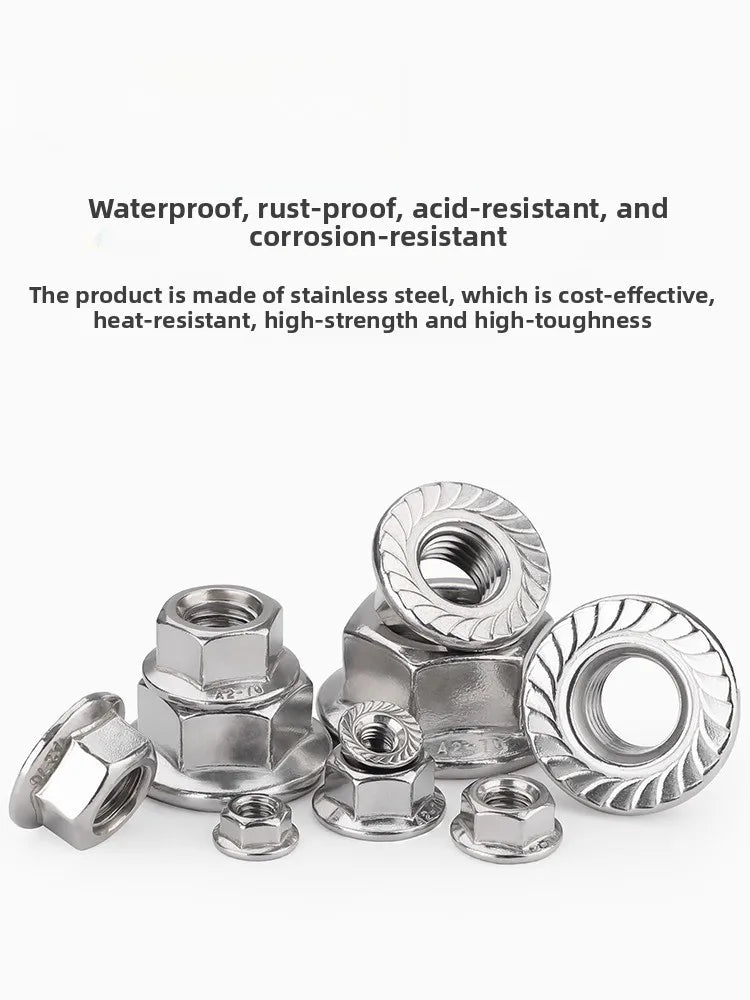 304 SS Hex Flange Nuts M3–M8 Anti-Loosening Serrated Hex Flange Nuts Richie's