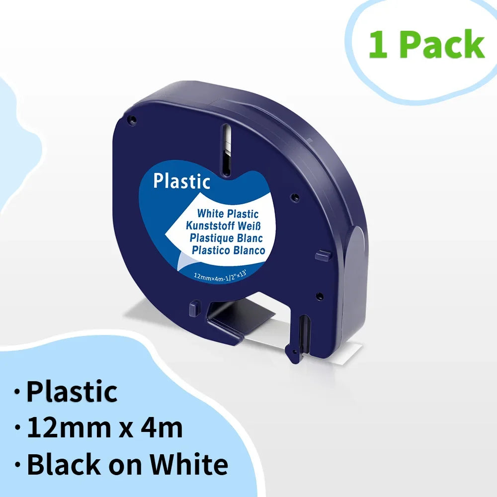 Dymo LetraTag 12mm Compatible Label Tape White – 91201/91200 Label Maker Tape Richie's Black on White