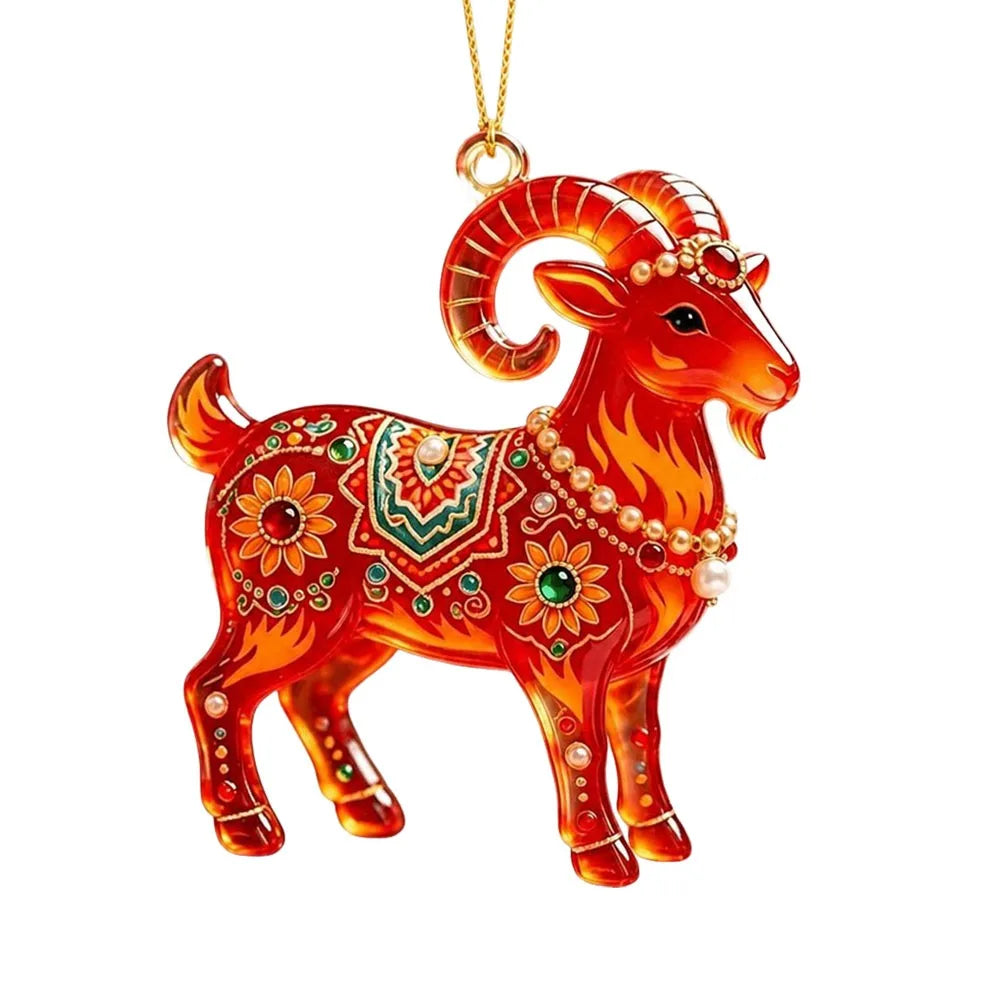 Rhinestone Goat Hanging Ornament – Acrylic Festive Pendant Christmas Ornament Richie's 3