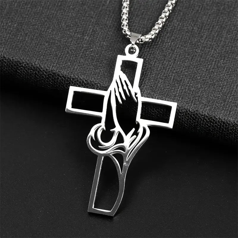 Hollow Prayer Hands Cross Pendant – Car Rearview Mirror Decor Car Interior Pendant Richie's 1pc