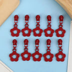 6-Color Flower Zipper Pulls for #3 Nylon Zippers – 10 Pcs Sewing Zipper Pulls Richie's Wine red