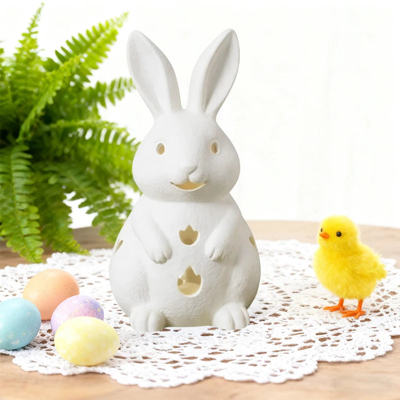 White Bunny Resin Candle Holder – Easter Rabbit Tea Light Decor Candle Holder Richie's