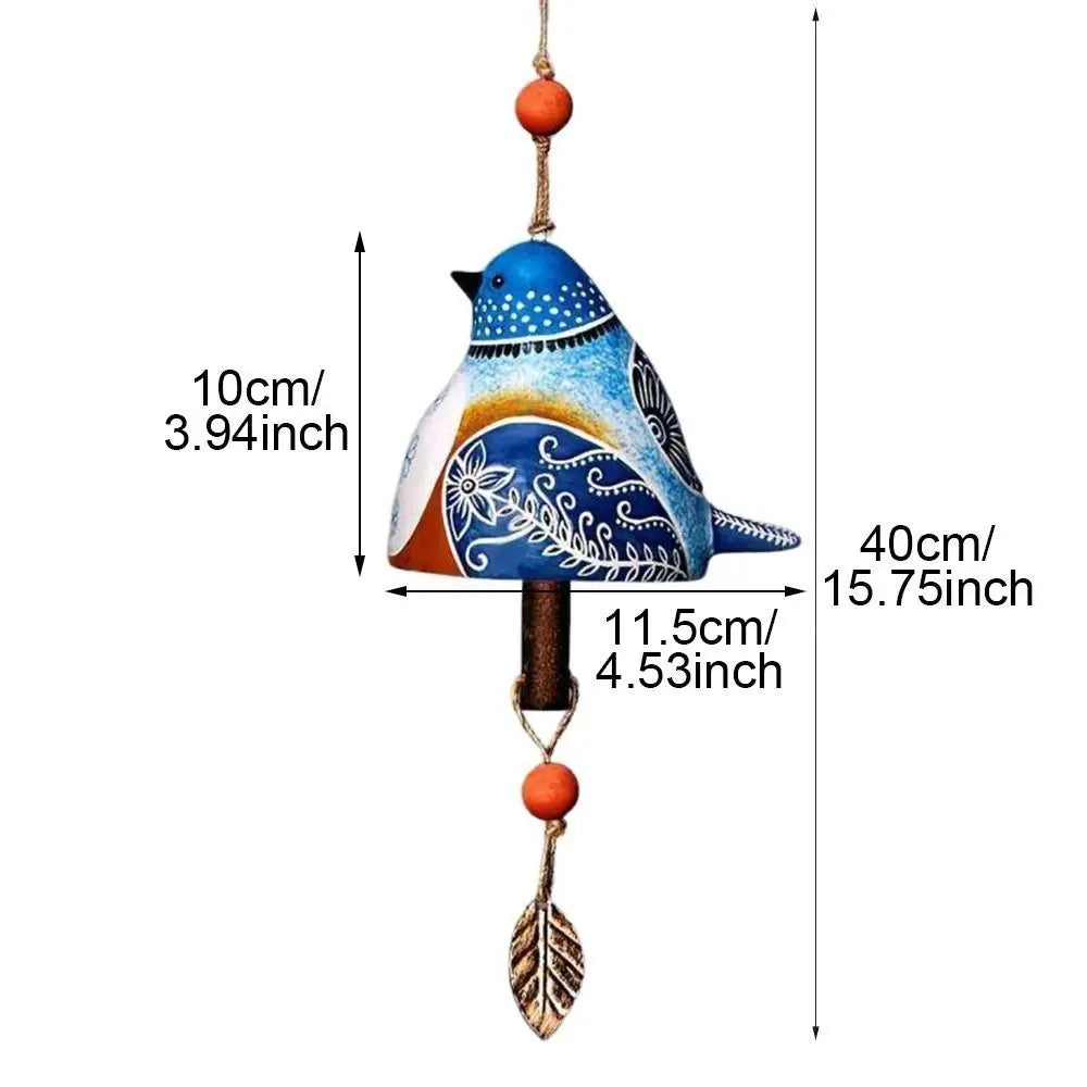 Resin Bird Wind Chime Hand Painted Outdoor Hanging Ornament Wind Chime Richie's