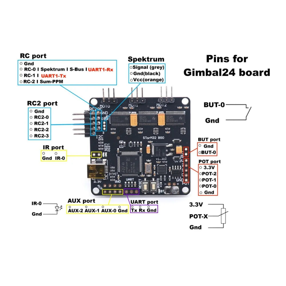 Storm32 BGC 32-Bit 3-Axis Brushless Gimbal Controller DRV8313 Gimbal Controller Richie's