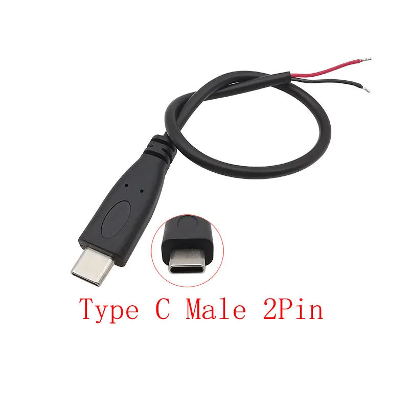 USB Connector Cable Micro USB Type C USB 2.0 A Male Female DIY USB Connector Cable Richie's Type C Male 2Pin 1M 1Pcs