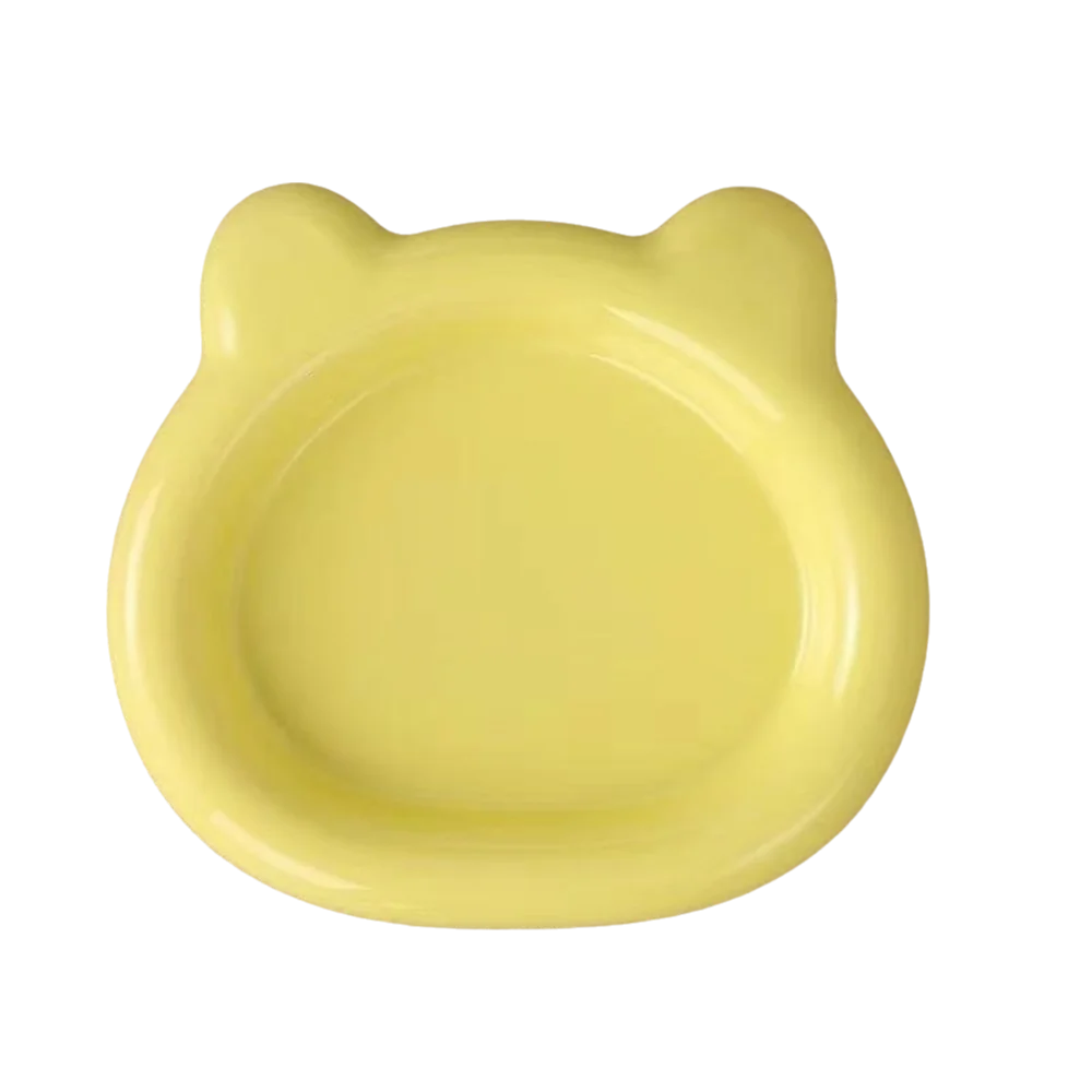 Cute Bear PP Plastic Cat & Puppy Food Bowl | Anti-Tip Dish Pet Food Bowl Richie's Yellow