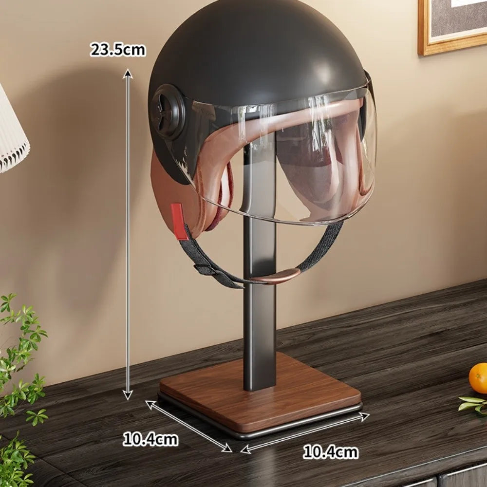 Multifunctional Helmet & Hat Display Stand | Desktop Rack Helmet Hat Stand Richie's Walnut aluminum rod