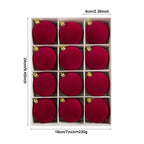 12pcs Flocked Christmas Ball Ornaments Vintage 6cm Set Christmas Ball Ornaments Richie's Wine Red