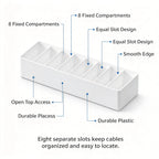 8-Grid Desktop Cable & Charger Storage Box Organizer – White Cable Storage Organizer Richie's