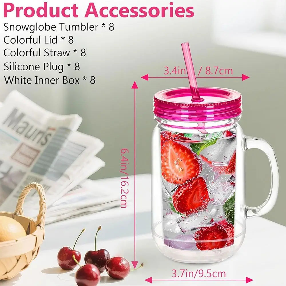 20 oz Snow Globe Tumbler DIY Glitter Cup – BPA-Free with Handle Snow Globe Tumbler Richie's