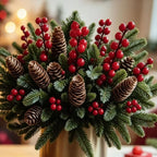 24pcs Artificial Pine, Pinecone & Red Berry Christmas Bouquet Christmas Decor Set Richie's