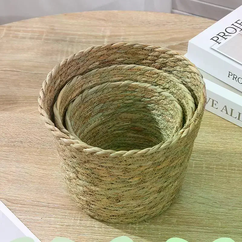 Handwoven Straw Flower Pot Basket – Eco-Friendly Planter Wicker Planter Basket Richie's