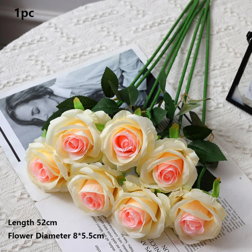 Silk Artificial Rose – 8 Colors for Party & Home Decor Artificial Silk Flowers Richie's Pink-Beige