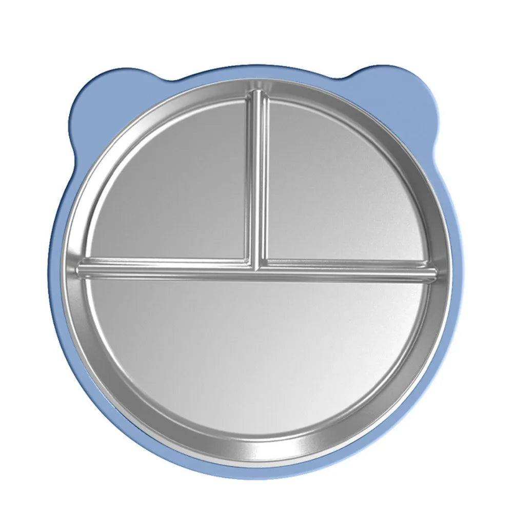 Stainless Steel Toddler Divided Plate with Silicone Suction Base Toddler Divided Plate Richie's Blue