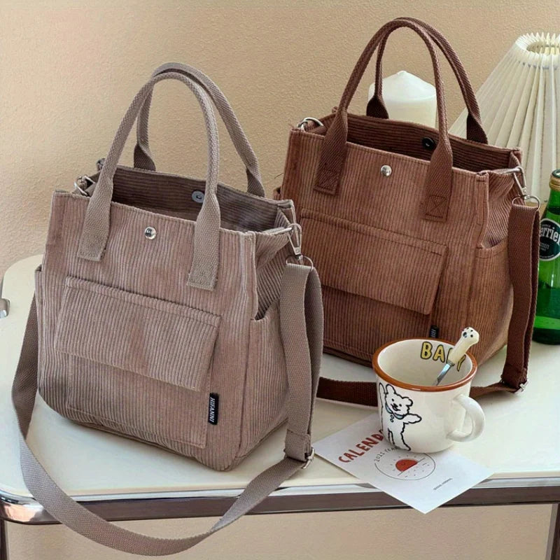Large Corduroy Tote Bag – Women's Shoulder Bag for Work & College Corduroy Tote Bag Richie's