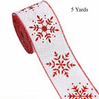 Christmas Snowflake Wired Ribbon – Red White Burlap Bow Christmas Ribbon Richie's A 5 Yards