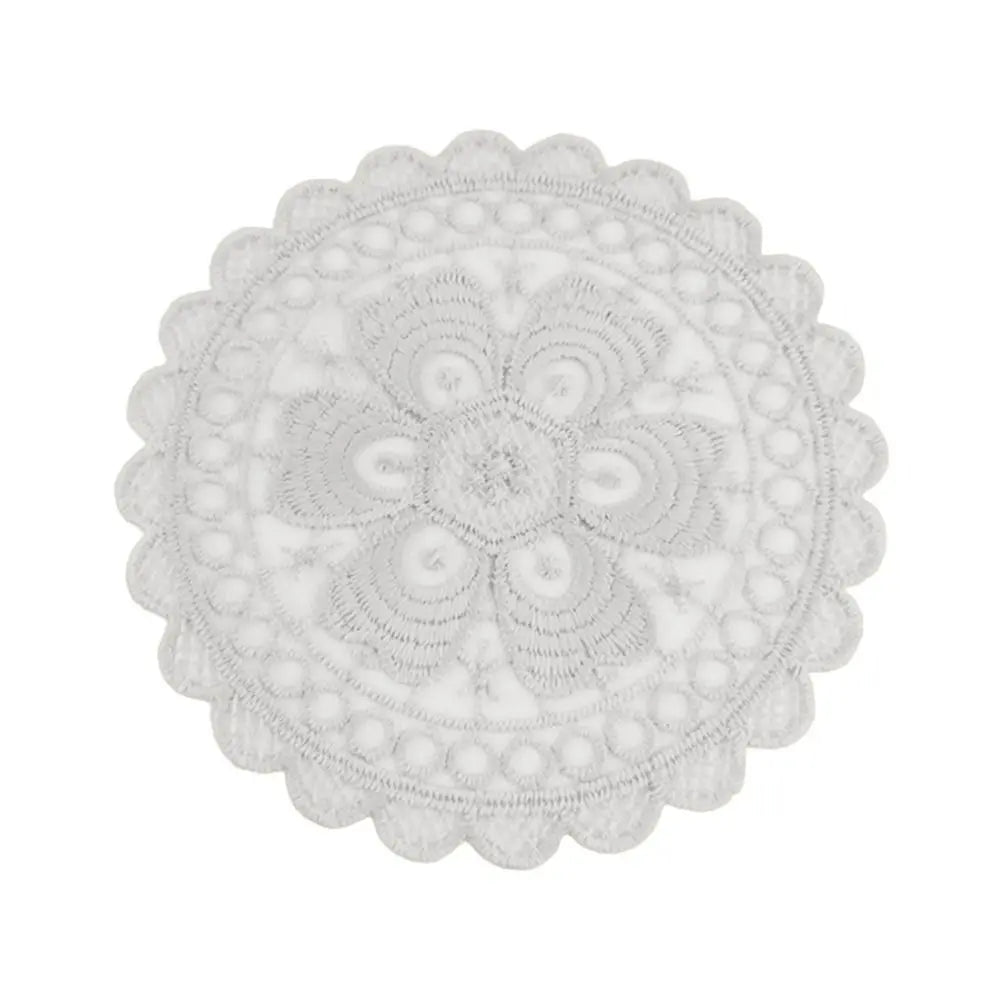 Lace Embroidered Cloth Coaster – Vintage Round Dining Mat Embroidered Coaster Richie's -White-1 One Size