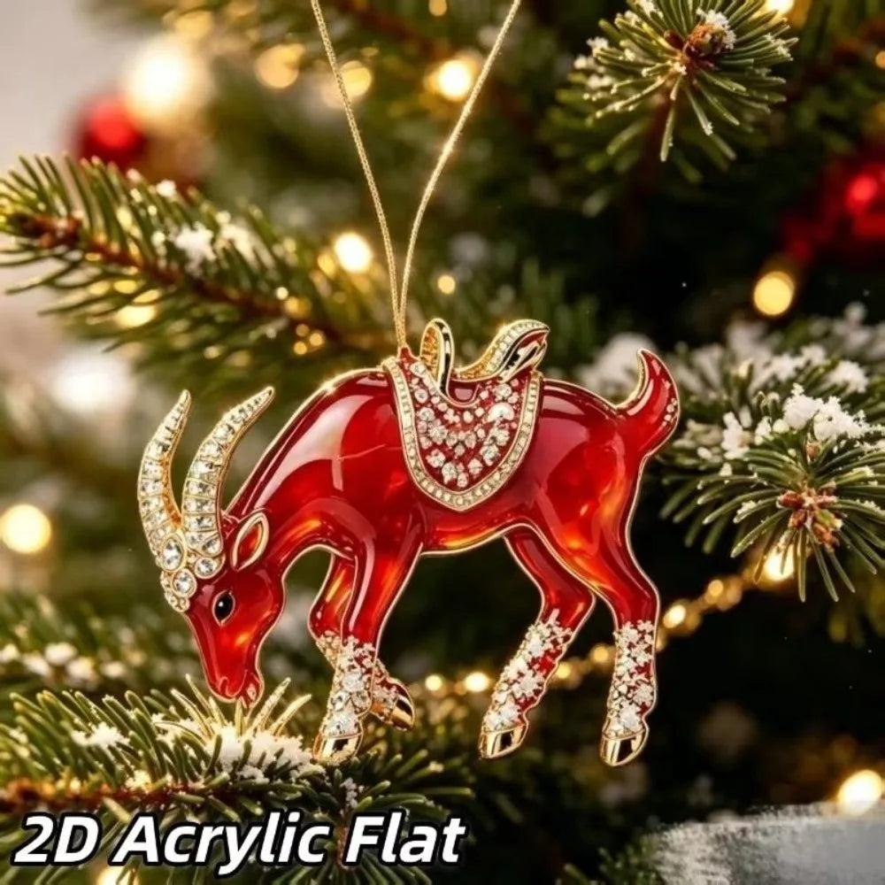 Acrylic Goat Hanging Ornament Rhinestone Christmas Décor Christmas Ornament Richie's 4