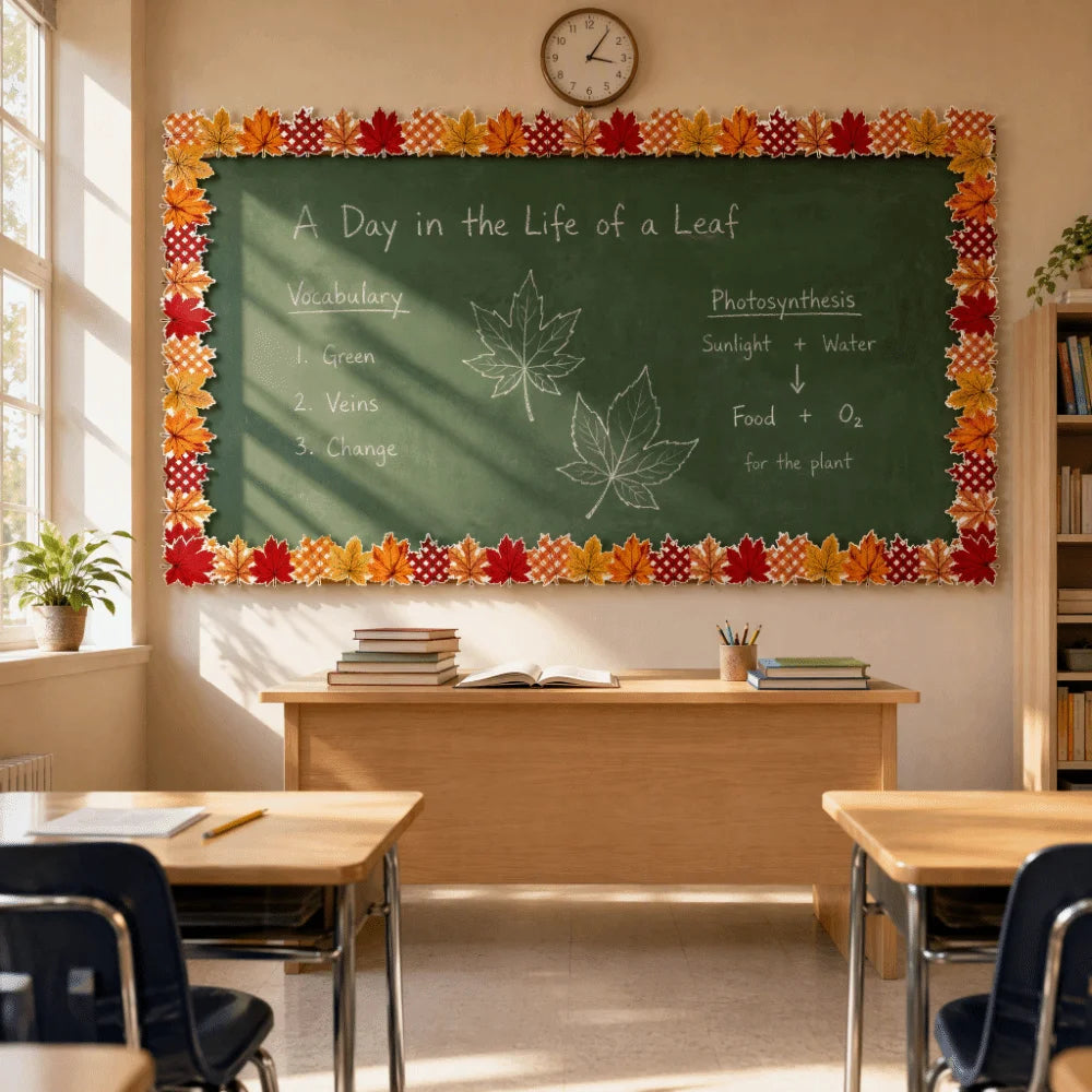Maple Leaf Chalkboard Border Trim – 10M Self-Adhesive Roll Decorative Border Trim Richie's