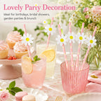 10 Pink Chrysanthemum Paper Straws – Decorative Disposable Decorative Paper Straws Richie's