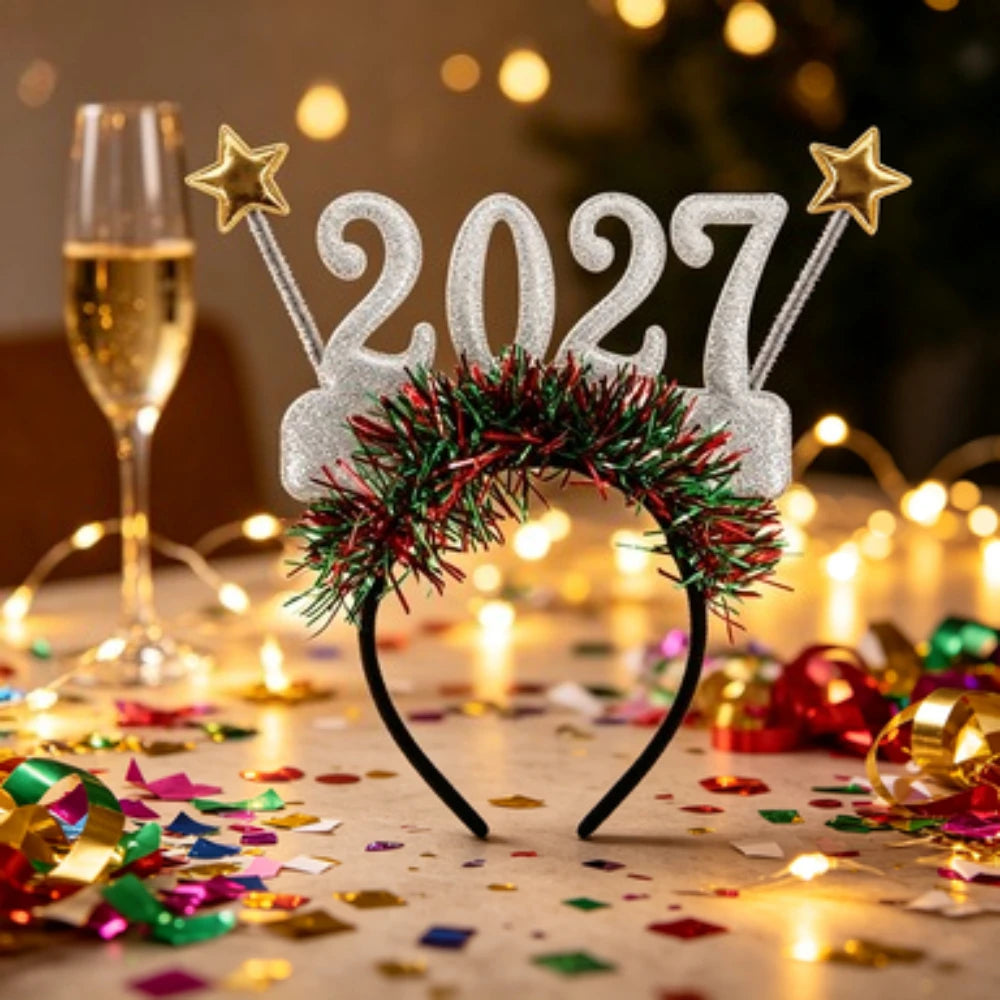 2027 New Year Glitter Headband – Festive NYE Party Hair Hoop Party Hair Headband Richie's