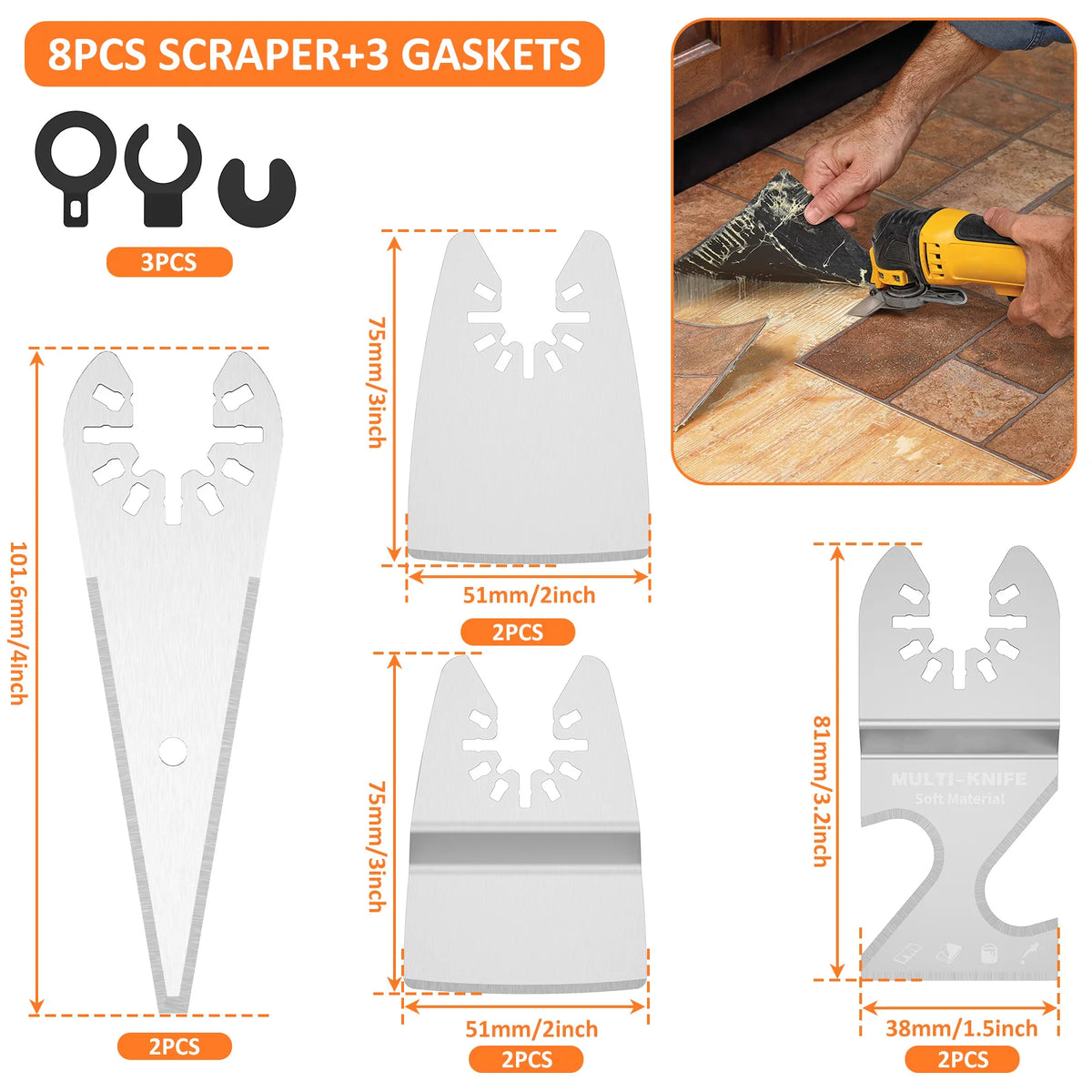 8-Piece Universal Oscillating Scraper Blades – Paint & Adhesive Oscillating Tool Blades Richie's