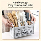 Rustic Wooden Kitchen Utensil Holder – 3-Compartment Organizer Utensil Holder Richie's