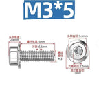 304 Stainless Steel Serrated Flange Hex Socket Screws M2–M8 Flange Hex Screws Richie's