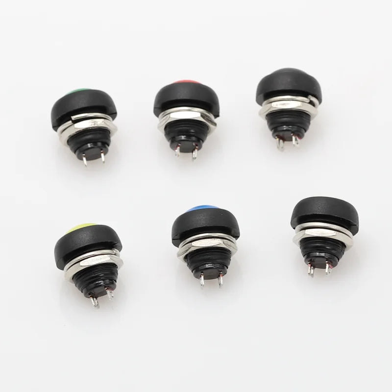 6Pcs PBS-33b 12mm Waterproof Momentary Push Button Switch 2-Pin Push Button Switch Richie's
