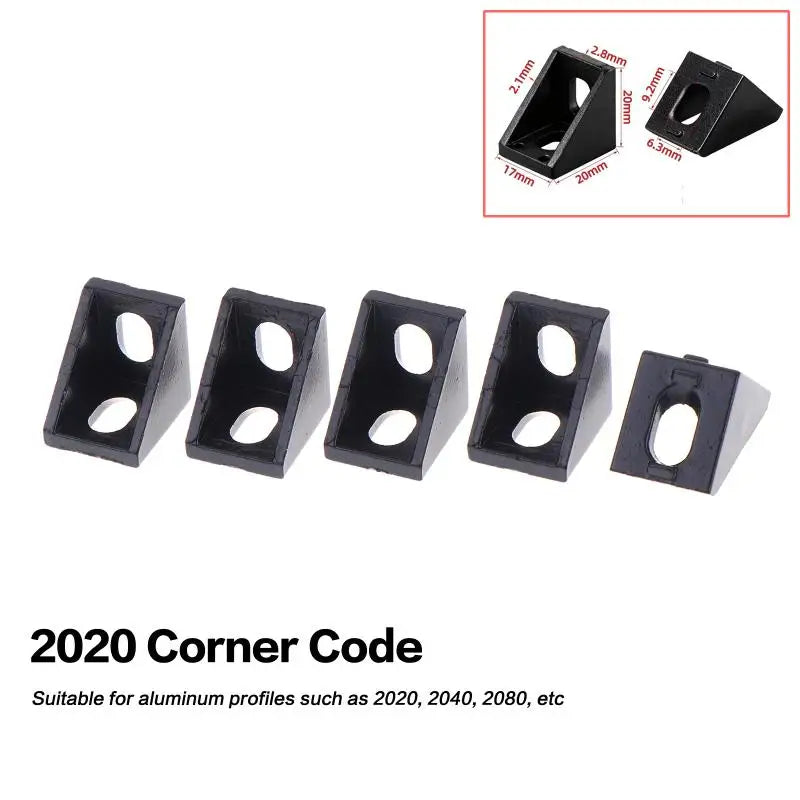 5Pcs Black Aluminum Angle Connectors – 2020 to 4545 T-Slot Brackets Aluminum Angle Connectors Richie's 2020 5pcs
