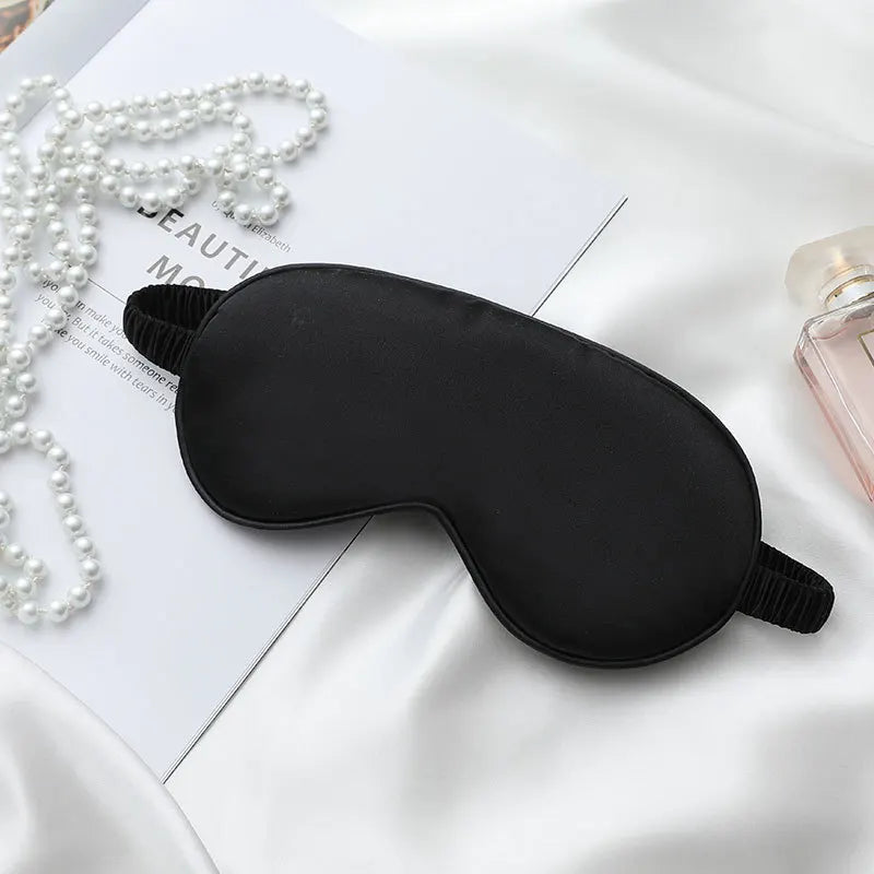 Silk-Feel Sleep Set – Eye Mask, Cloth Bag & Scrunchies Sleep Mask Set Richie's black 1pc