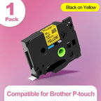 MarkDomain TZ Label Tape Compatible Brother P-Touch 6–24mm Label Maker Tape Richie's Black on Yellow 12mm