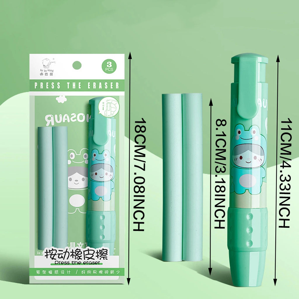 Retractable Eraser Pencil Kit with 2 Bendable Cores | Office & Study Eraser Pencil Kit Richie's green