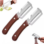 2-Pack Stainless Steel Fruit & Vegetable Peeler – Wooden Handle Vegetable Peeler Set Richie's Coffee 2 PCS