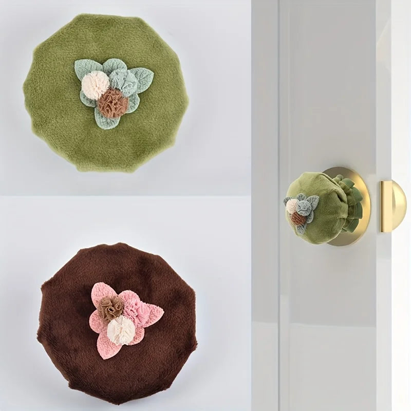 Green Velvet Door Handle Glove – Floral Embroidery Protector Door Handle Cover Richie's