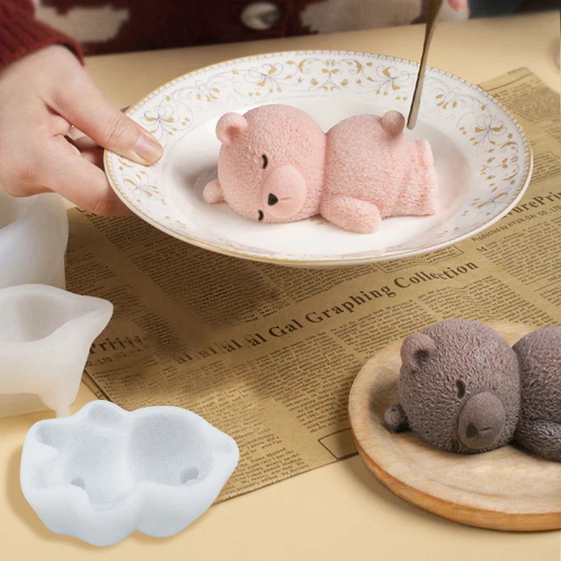 3D Sleeping Bear Silicone Cake Mold – Mousse & Ice Cream DIY Silicone Cake Mold Richie's 1pcs