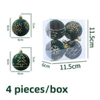 4PCS Flocked Christmas Ball Ornaments 6cm Xmas Tree Pendants Christmas Tree Ornaments Richie's