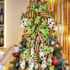 Large Christmas Bow Tree Topper – Red & Green Polka Dot Christmas Tree Topper Richie's