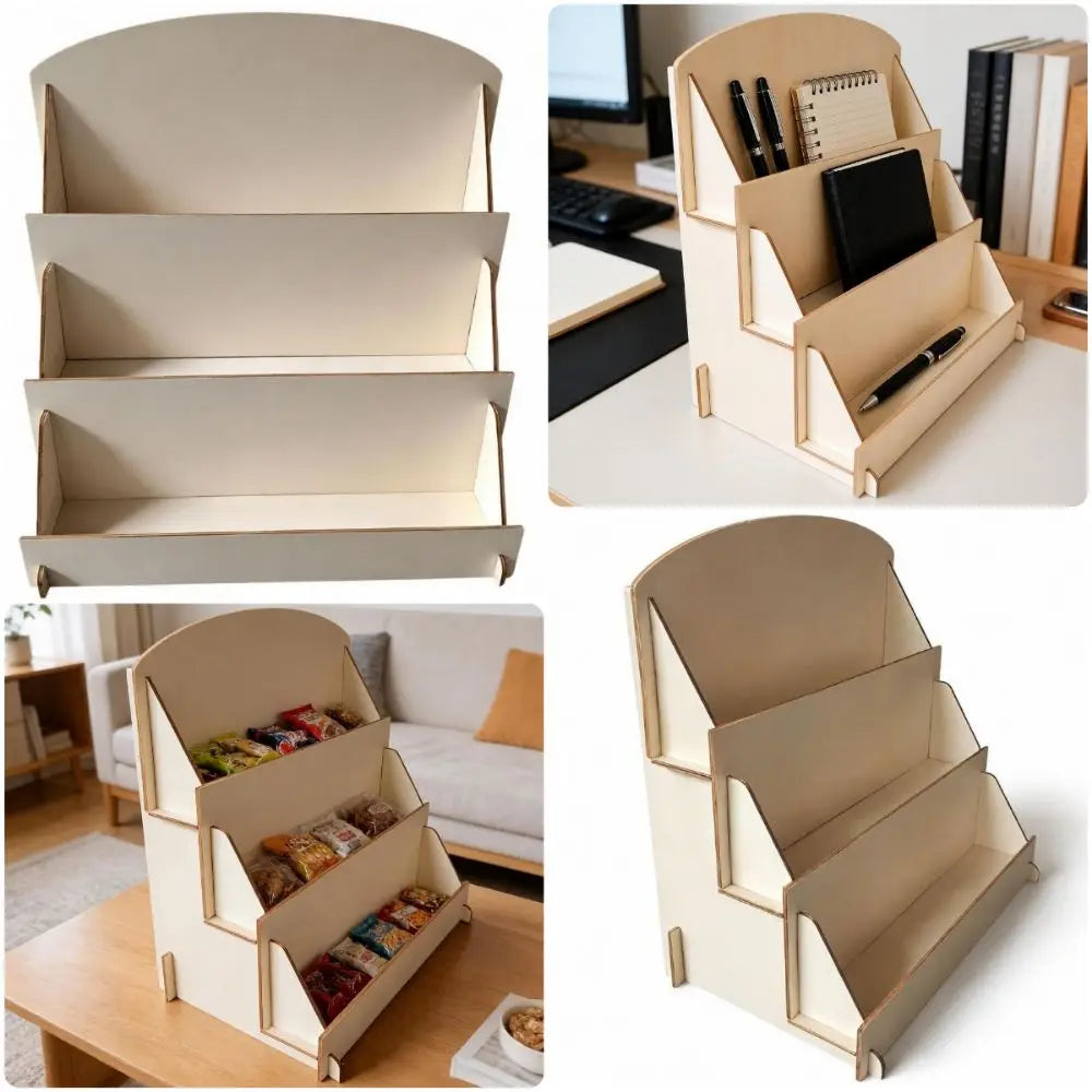 Wood Multi-Grid Desktop Display Rack & Storage Organizer Desktop Storage Shelf Richie's