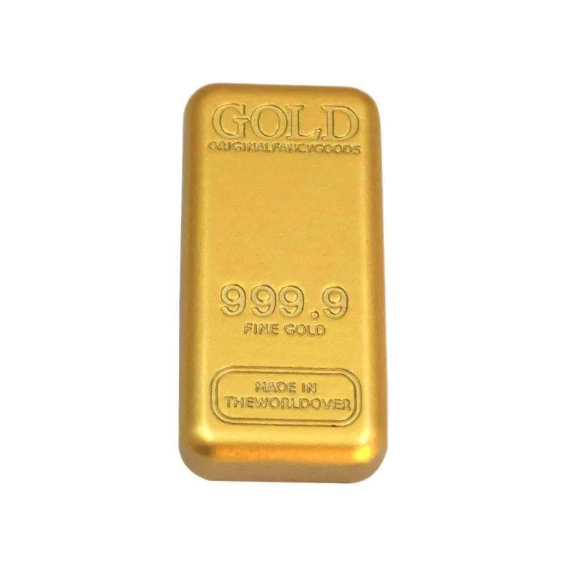 Realistic Gold Bar Replica – Alloy Metal Collectible Décor Decorative Figurine Richie's 1pc S